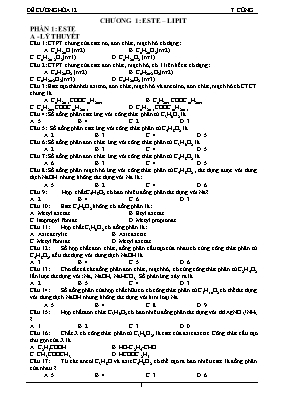 Đề cương ôn thi THPT Quốc gia môn Hóa học Lớp 12